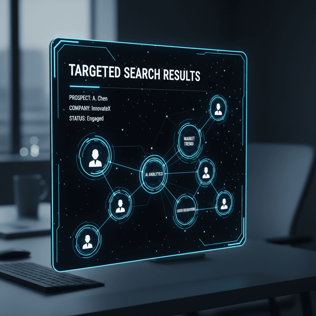 AI lead discovery interface with prospect data visualization